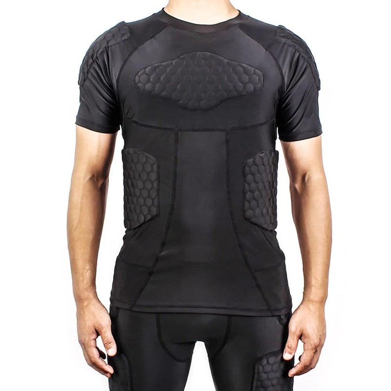 DGYAO Padded Comprssion T Shirt, Mens Rugby Safe Guard Top