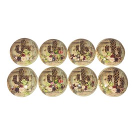 Twisted R Design Cabinet Knobs, Knobs for Kitchen Cabinets and Drawers, Matching Cabinet Knobs and Pulls, 1.5" Round Dresser Knobs (Set of 8 Leopard Print Cactus Wood Knobs)