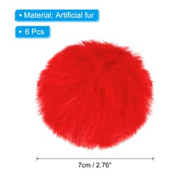 PATIKIL Faux Fur Pom Poms for Hats, 6 Pcs Fluffy Soft Fur Poms Balls for Keychain Knitting Hats DIY Scarves Gloves Bag Christmas, Red