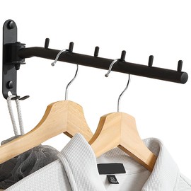 Alise Swivel Clothes Hanger Rack, Stainless Steel Laundry Wall Mounted Drying Rack, Space Saver Coat Hanging Rack with Swing Arm for Closet Bedroom Laundry, Black