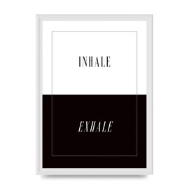 Lithobee - Inhale Exhale - Printed Wall Art Design in Sizes A2, A3 & A4 Framed in a Stylish Quality Coloured Frame or Unframed (A3 White Ornate Frame)
