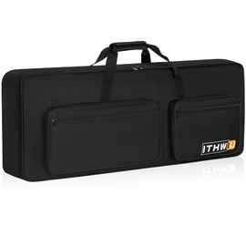 ITHWIU Padded 8mm Shockproof Slim61 Keys Keyboard Case Electric Piano Keyboard Gig Bag Well Protection with Adjustable Straps and 4-Pocket for Keyboard Accessaries, Black (Interior: 37.8”×13”×6”)