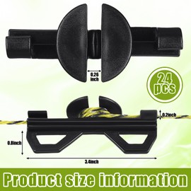 CroBlissful 24 Pcs Electric Fence Wire Tensioner, Poly Wire Tightener, Plastic Cord Tensioners for Inline Fixing, Portable, Black