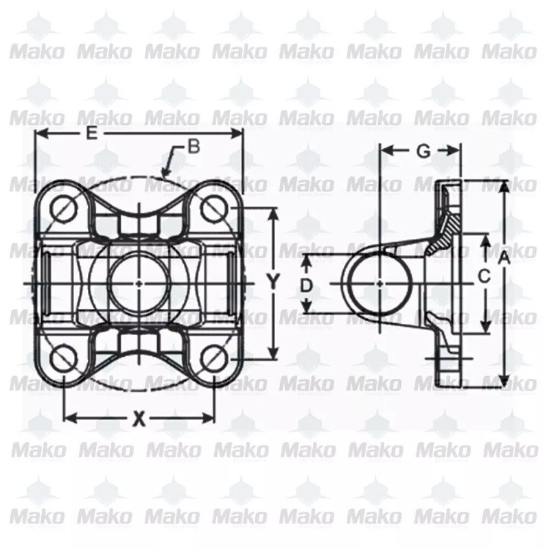 DSP Driveshaft CV Eliminator Flange yoke 1310 series 6x 0.328"