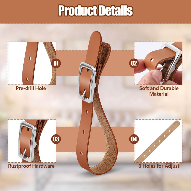 Vercraft 4 Pcs Leather Adjustable Gun Rack Straps Wall Mount
