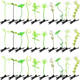 30 Pcs Bean Hair Clips, Kurilai Funny Sprout Plant Hair Clip 10 Mixed Style Hairpins Flower Hair Clip, Cute Little Grass Barrette Headwear Hair Accessories for Home Party Rave Festival