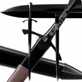 Fidestisan 45inch Handmade Medieval Claymore Real Long Sword Swords Full Tang Black Blade | Self Assembly Detachable | Modern DIY Style | Spring Steel 65Mn Bend 60° | with Scabbard (Black)