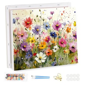 EOBROMD Paint by Numbers Adult Kit with Frame Wild Flowers, DIY peinture a numero adulte Paint by Number on Canvas Crafts, Paint by Numbers for Home Decor 40x30cm
