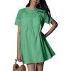 Shiyifa Womens Babydoll Lace Patchwork Dresses Summer Short Sleeve Ruffle