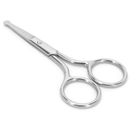 Tijeras para Bigote, Tijeras para Pelo de Nariz de Acero Inoxidable, Tijeras de Punta Redondeada para Cejas, Nariz, Bigote, Barba (MJ-WB090)