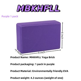 MBKHFLL Yoga Block - Supportive Latex-Free Eva Foam - Soft Non-Slip Surface with Beveled Edges for Yoga, Pilates, Meditation - Yoga Accessories for Stability, Balance, Deepen Stretches (Deep Purple)