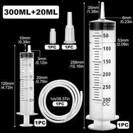 REJOECE 300ml/20ml Large Syringe, Lab Syringes, Oil Syringe, Feeding Syringe, Big Syringe for Laboratory, Industry, Garden, Pet Feeding