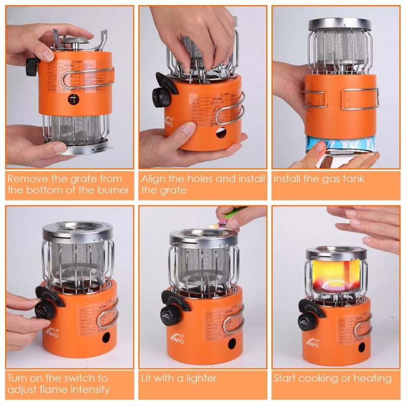 APG 2000W 2 In 1 Camping Stove Tent Heater Gas
