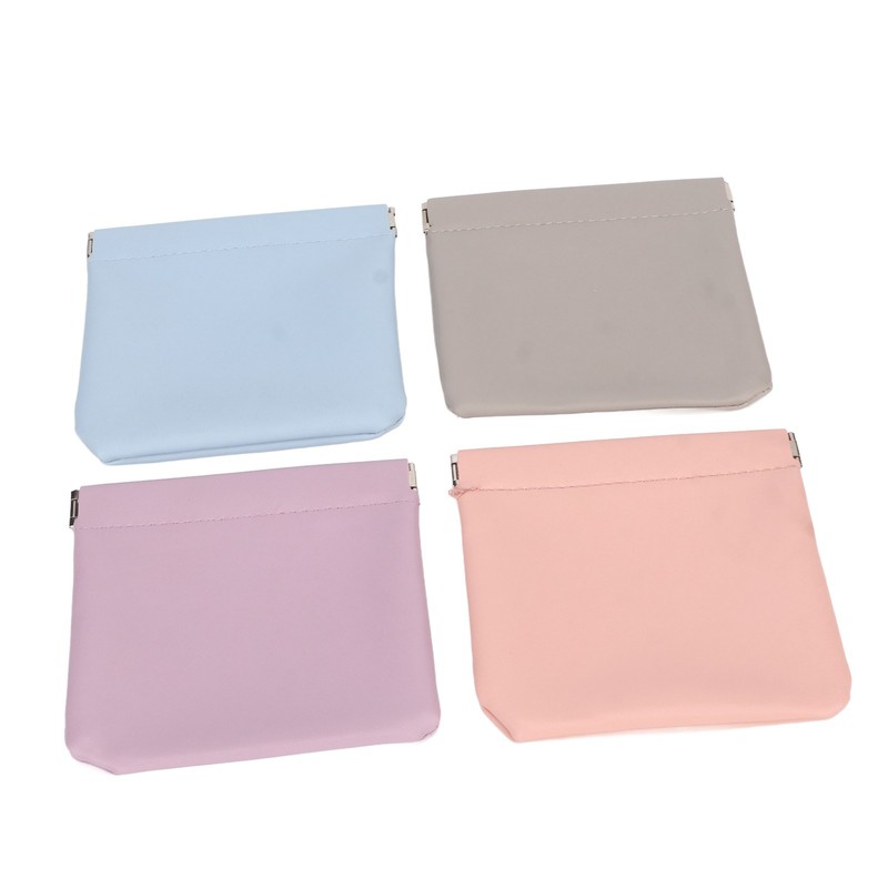 4 Colors Mini Lipstick Storage Bag Automatic Closure Portable PU