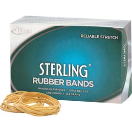Alliance Rubber 24185 Sterling Rubber Bands Size #18, 1 lb Box Contains Approx. 1900 Bands (3" x 1/16", Natural Crepe), Beige
