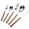 Stainless Steel Cutlery Set with Wooden Handles, 5-Piece Dining Set,