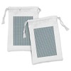 Lunarable Aqua and Grey Fabric Pouch Set of 2, Checkered