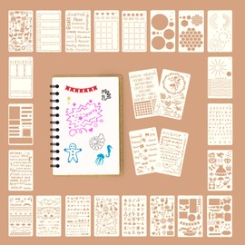 Bullet Journal Stencils Set Diary Stencils Painting Templates for Diary Notebook Scrapbooking DIY Gift Cards 26 Pieces