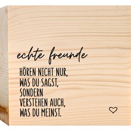 Echte Freunde Holzbild + Reagenzglas zum Hinstellen opt. als Vase oder Geldgeschenk - bester Freund Geschenk, Bestie, Motivationsgeschenke, Holzdeko, Typografie, Wohnzimmer Deko, Freundschaft