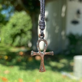 Ankh Cross Necklace - Egyptian Jewelry, Religious Charm, Simple Design, Women Gift to Men, Girls Choker, Symbol of Life, Immortality, Egypt Gods, Strong Believes, Ancient Pendant, Unisex Patina