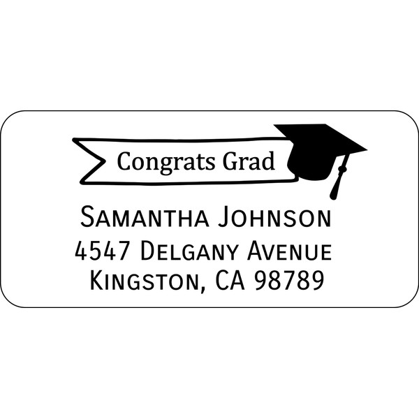 Atelier Elegance Custom Labels, Congrats Grad, Any Name, Any Address