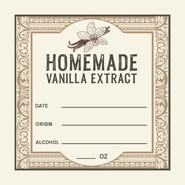 25 Vanilla Extract Labels for Homemade Extract - Great for Gifts - 3"x3" Square Sticker