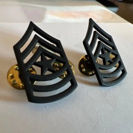 Pair of USMC Sergeant Major E9 Black Subdued Metal Rank Insignia Marine Corps