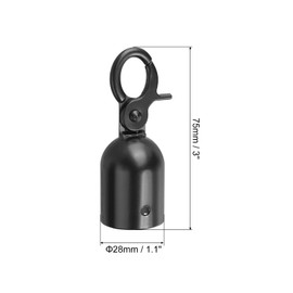 PATIKIL 1.1"x3" Stanchion Rope End Stopper, 8 Pack Cord End Caps Barrier Rope End Cap Snap Hooks for Crowd Control Queue Divider, Black