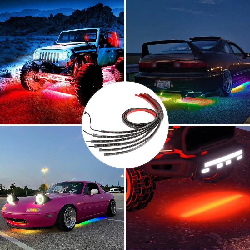 KEEPDSGN 6PCS RGB LED Under Car Underglow body Light Strip