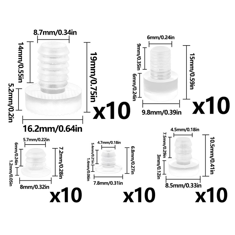 AOYEGIC Pack of 50 Transparent Stop Buffers, Table Bumpers, Noise