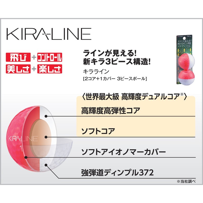 Kasco Golf Balls Kira LINE 3 Piece 2 Pack Yellow/Blue