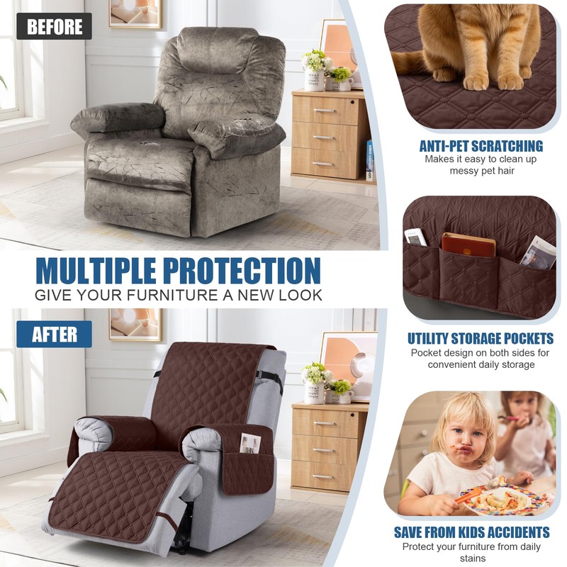 TAOCOCO 100% Waterproof Recliner Covers, Recliner Sofa Covers with Leg