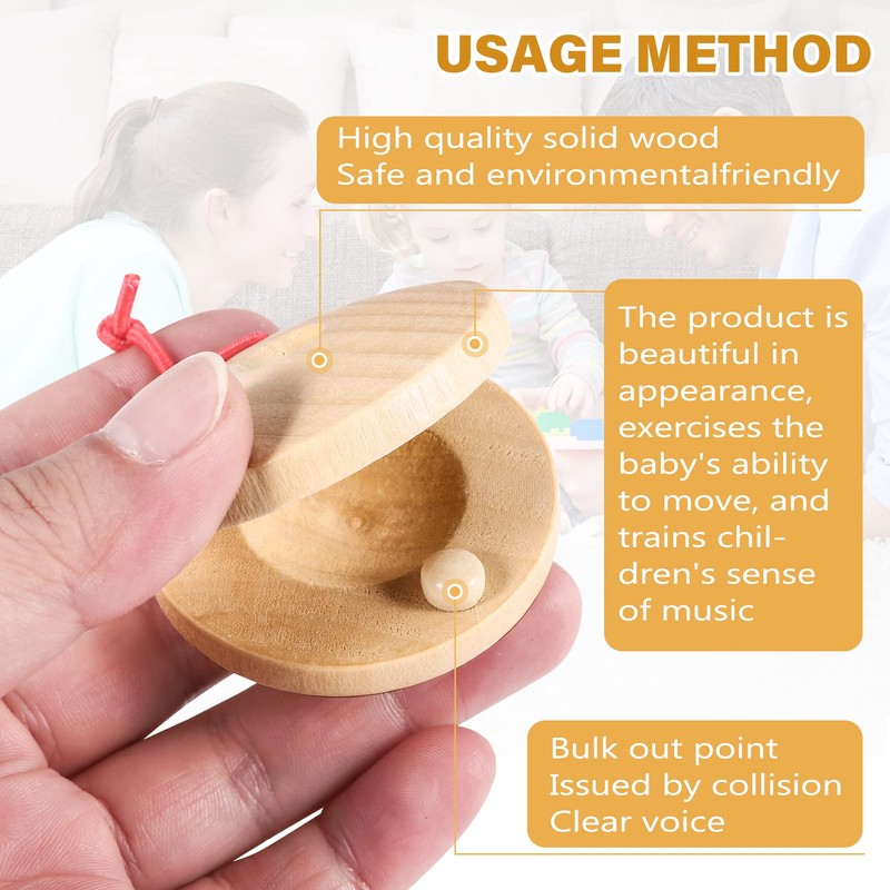 Ahvqevn Music Castanet Instrument, Wooden Finger Castanet Percussion Instrument, Rhythm