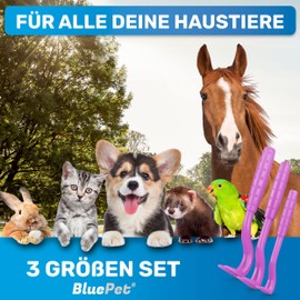 Bluepet® 3 Sizes Set Tick Hook Tick Remover for Dog, Cat & Horse | Tick Lever for Tick Protection | Supplement to Tick Tongs, Tick Collar, Tick Agent, Tick Tweezers, 3x tick hooks pink.