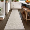 SIILOOM 2.6x10 Cream Beige White Grey Washable Runner Rug for