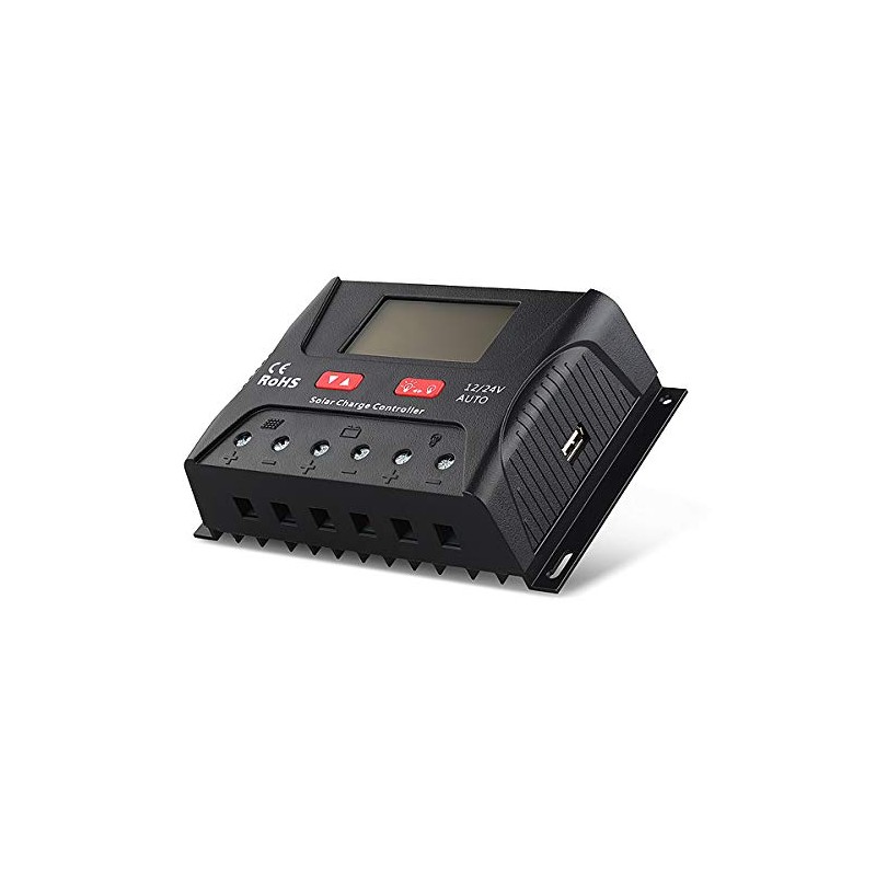 ExpertPower 30A PWM Solar Charge Controller Bundle for LiFePO4, AGM,