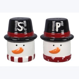 Young’s Inc Christmas Salt Shaker, Marshmallow Snowman with Hat, Ceramic Salt and Pepper Set, S/P Seasoning Set, Modern Kitchen Décor and Accessories, Spice Set