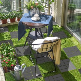 Goovilla Plastic Interlocking Deck Tiles, 36 Pack Outdoor Patio Flooring, 12"x12" Interlocking Decking Tile Outdoor All Weather Use, Waterproof Patio Pavers for Pool Balcony Backyard Porch, Dark Grey