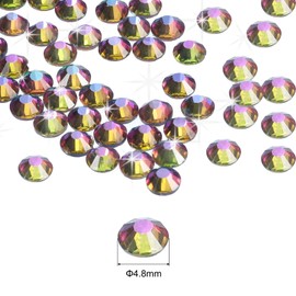 sourcing map 1440 Pcs Rhinestones Flatback Crystal Glass Gems for Crafts Clothes DIY Decoration(SS20 4.8mm,Green Flame)
