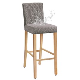 JUNZHE Bar Stool Covers, Stretchy, Removable, Washable Chair Cover for Short Rotating Dining Room Chair Backrest Chair Bar Stool Chair Covers (Light Grey, Set of 2)