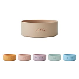 Design Letters Mini Favourite Bowl in Tritan for Baby and Children, Mini Love (Beige) - BPA Free & BPS Free, Cute Words Printed on Front and Back, Drop Safe, Dishwasher Safe