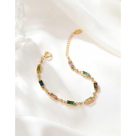 RADIANT REVIVE Birthstone Gold Bracelets, Non Tarnish, Adjustable Layered Crystal Bracelet for Women