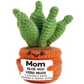 Positive Crochet Aloe Vera Gift for Mother's Day Mom Aloe You Vera Much Emotional Support Crochet Plant Inspirational Cheer Gift for Mom Mama Bonus Step Mother in Law