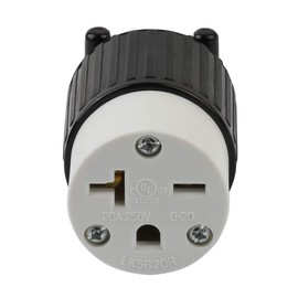 USA 3-Prong Male AC Plug, UL Nema 6-20R 3 Pole Straight Blade DIY Rewirable AC Socket, 20A 250V USA 3Pin AC Connector, Nema 6-20R Female US 3Pole AC Power Receptacle, Black