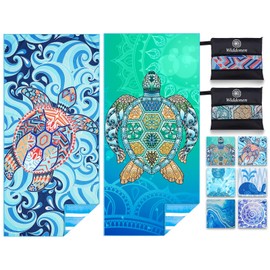 2 Pack Microfiber Lightweight Beach Towel Sand Free Quick Dry Absorbent Thin Compact Towels for Swimming Pool Camping Beach Accessories Large Easy Pack Travel Things for Vacation Essentials Gift