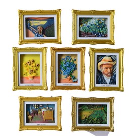Small Fridge Refrigerator Magnets Picture Frames, Vintage Style Open the Back Cover and Directly Insert For Photos, Paintings, DIY Specimens, Etc. It Can Placed On the Table,Stuck on Fridge (golden)