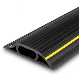 Floor Cable Cover, 6.5 Ft Floor Cord Protector 3 Channels Contains Cords, Cables and Wires, Perfect for Office, Home, Workshop, Warehouse, Concert, or Other Outdoor Surroundings (Black)