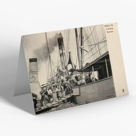 GREETING CARD - Vintage Alabama USA - Mobile. Unloading Bananas (d)