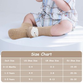 Vicloon 5 Pairs Baby Socks for Boys Girls, Baby Socks with Grips, Babys Non Slip Sock, Toddler Anti Slip Cotton Sock, Medium Tube Toddler Socke Suitable Kids Aged 0-12 Months