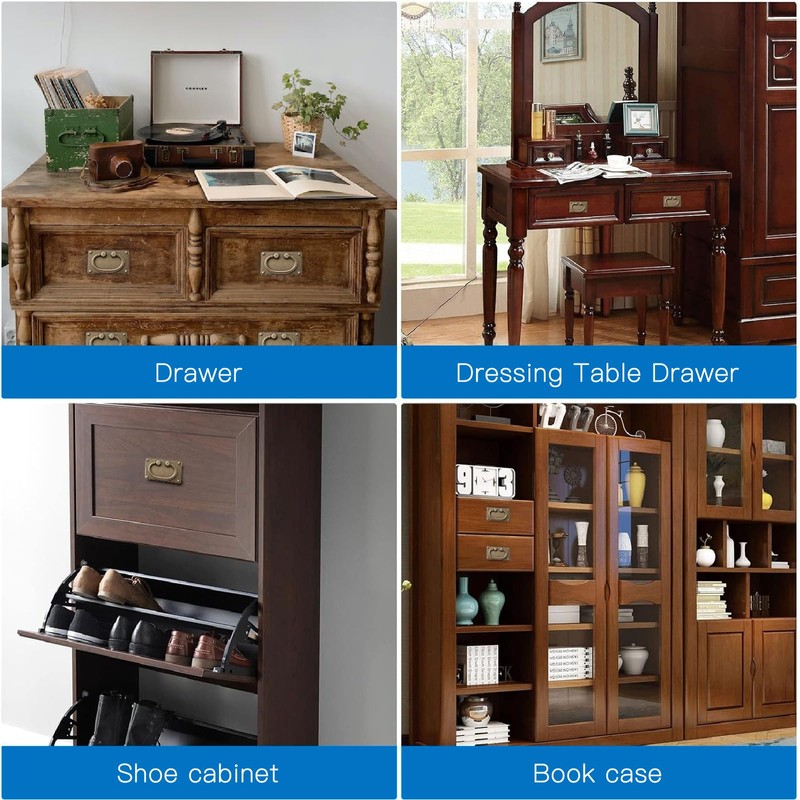 INCREWAY 4Pcs Pull Handle, Furniture Ring Pulls Antique Drawer Pulls,